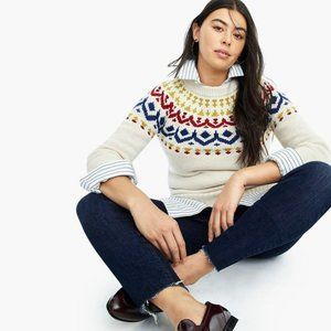 J Crew Fair Isle Ivan Natural Multi Wool Sweater - XS